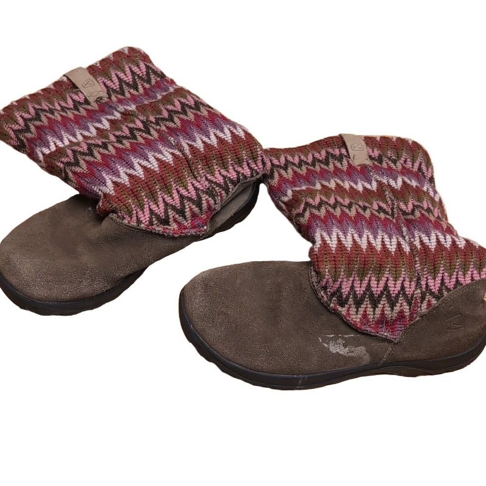 KEEN Knit Cuff Boots Auburn Women's US 6 Brown Suede Faux Fur Lined